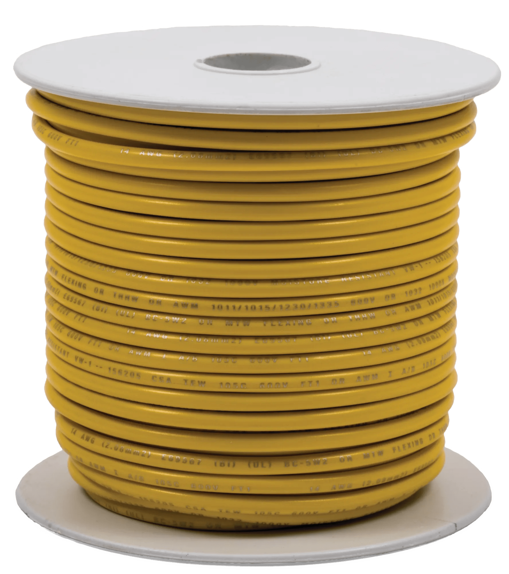 14 Gauge Yellow PVC Hook Up Wire - 100 Feet