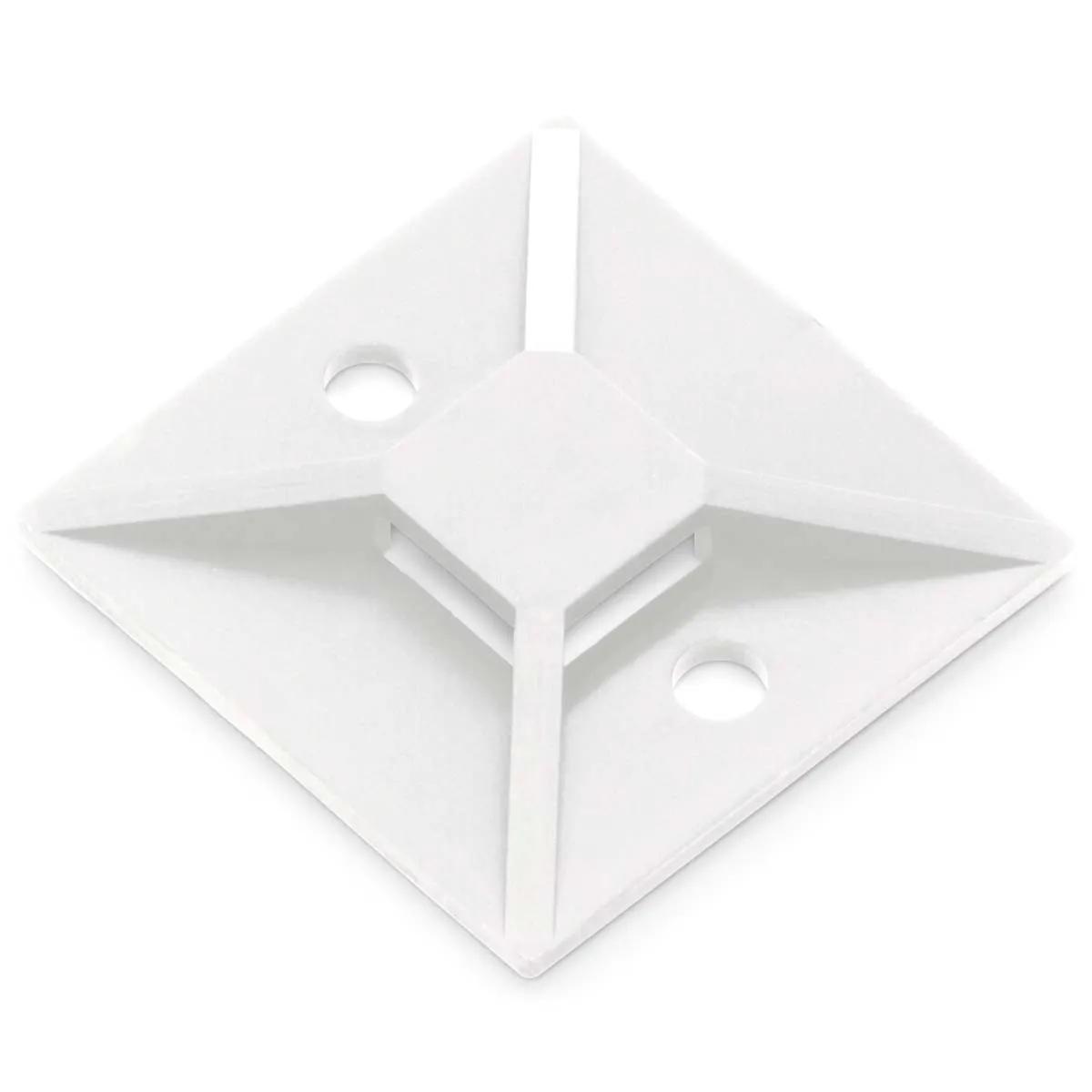 1-1/2" x 1-1/2" White Cable Tie Mounting Base - 25 Pack