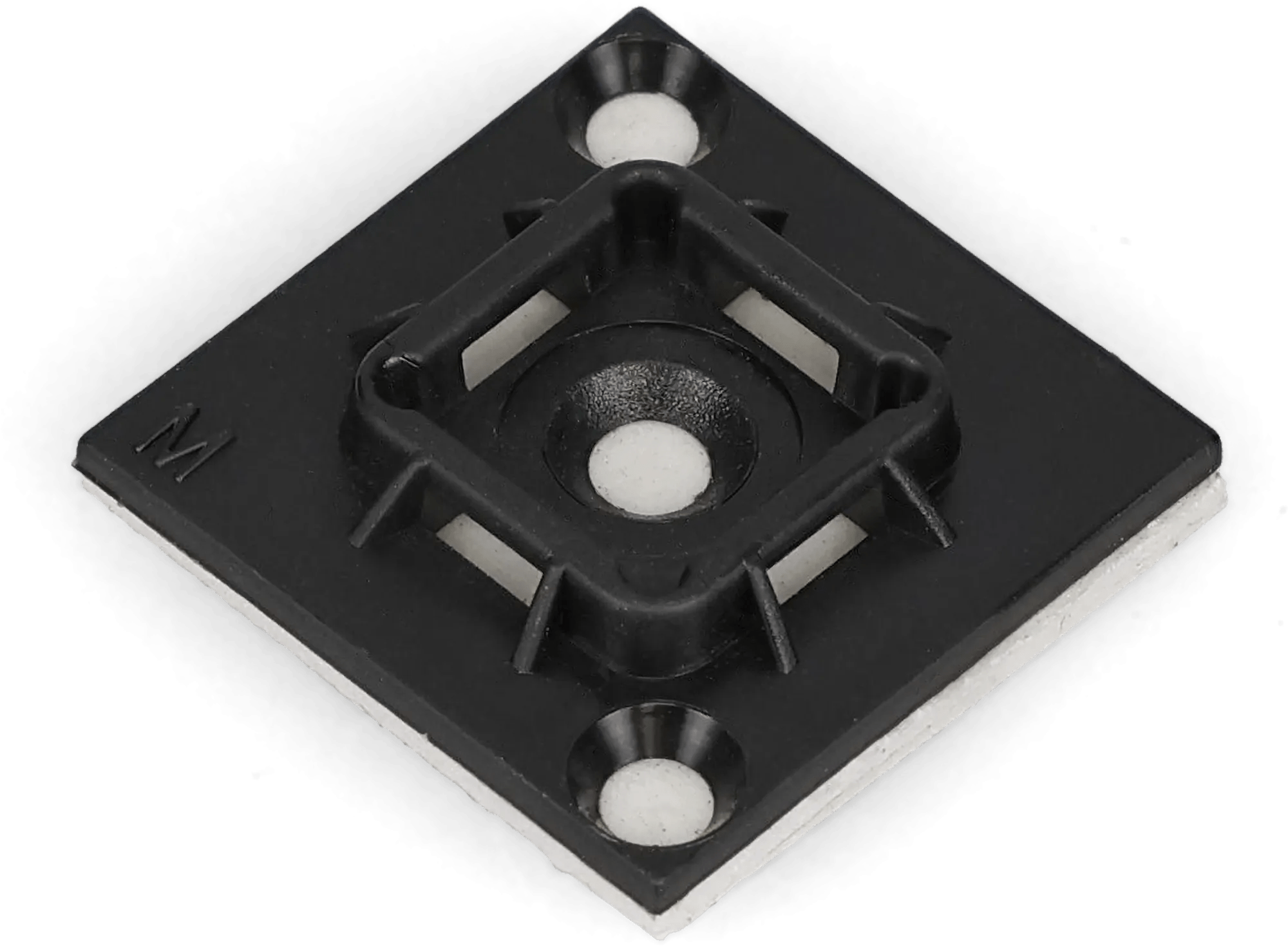 1-1/8" x 1-1/8" Black Cable Tie Mounting Base - 25 Pack