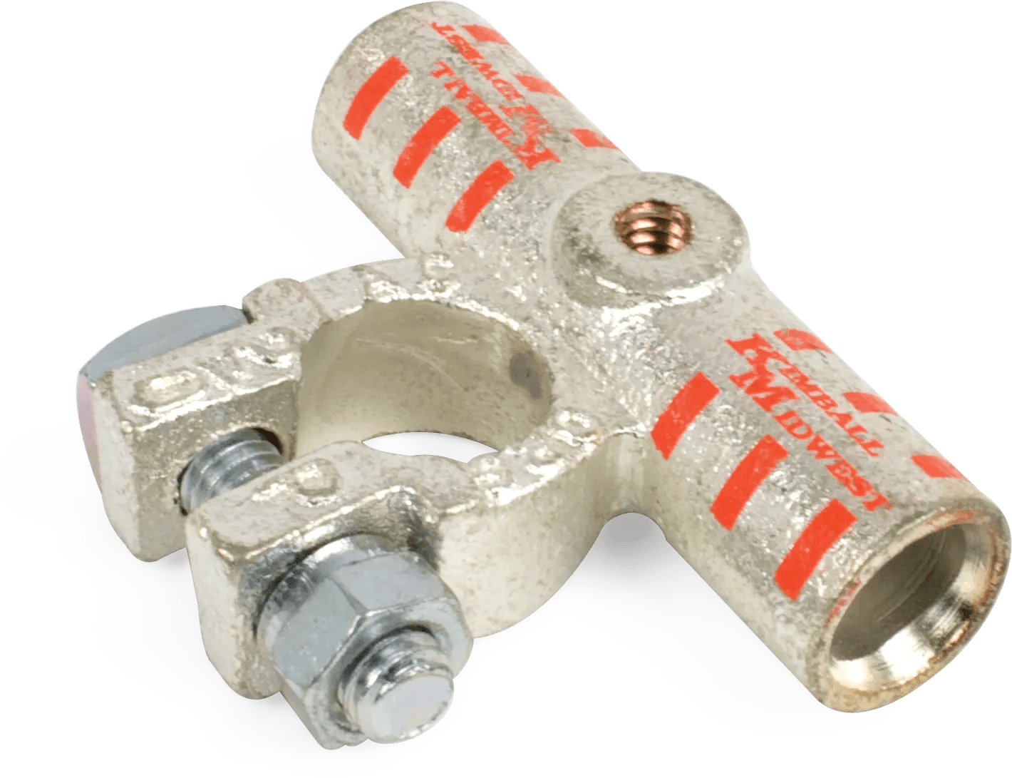 1/0 AWG Kim-Tech Heavy Duty Right Angle Barrel (Flag) Positive Battery Terminal - 4 Pack