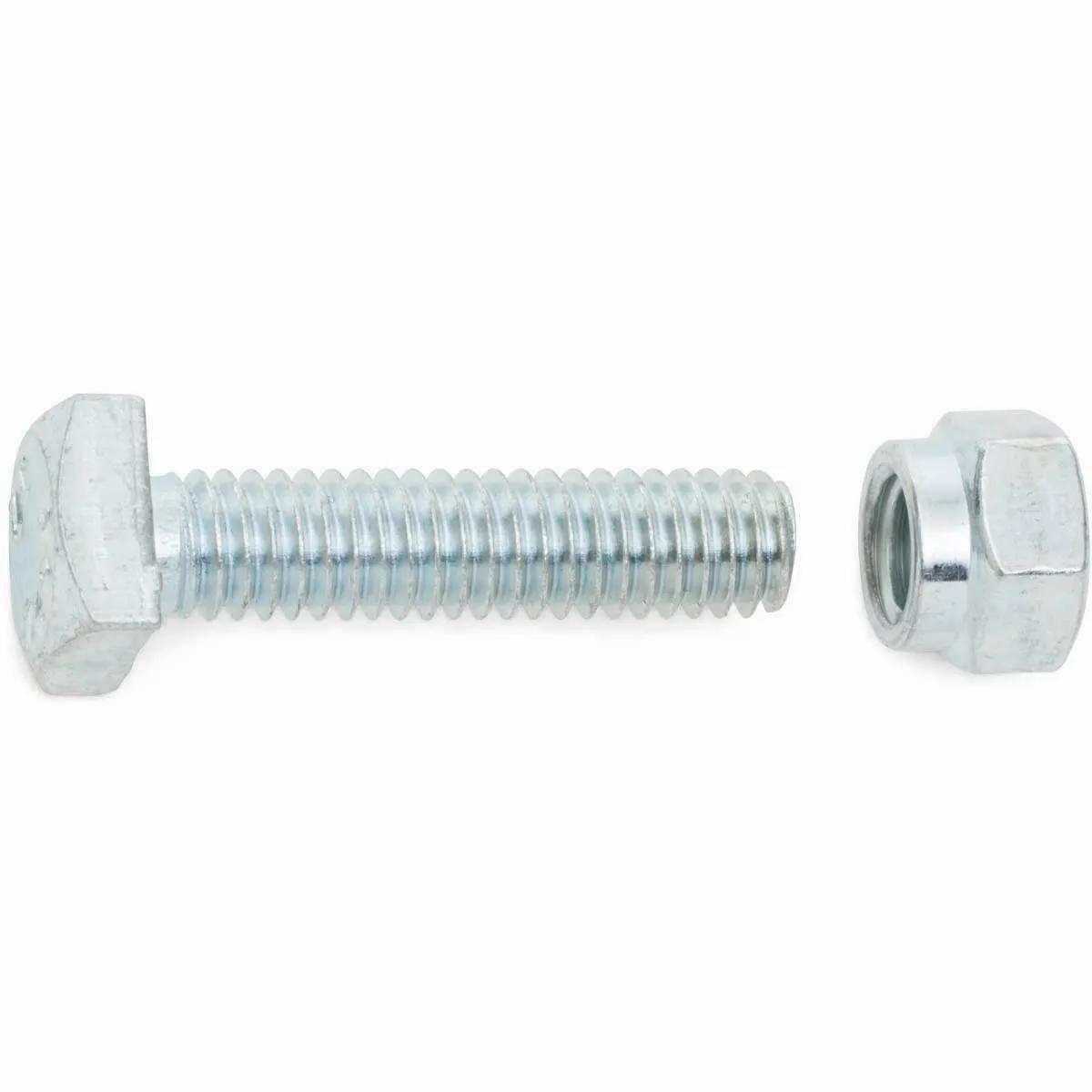 5/16"-18 x 1-3/8" (USS) Zinc Plated Square Head Battery Bolt and Collared Nut - 25 Pack