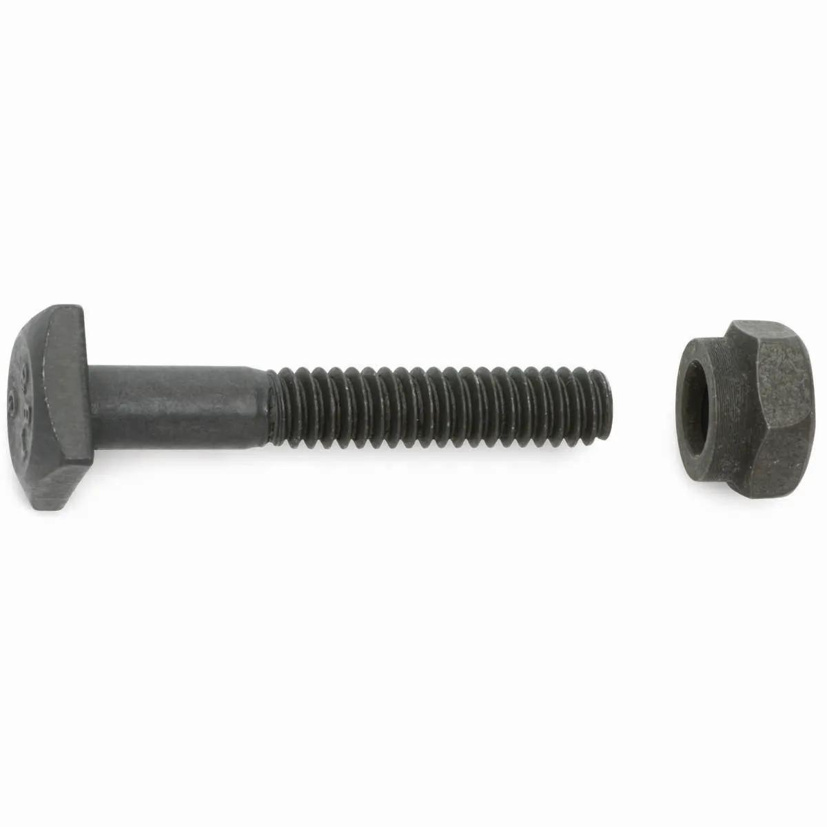 1/4"-20 x 1-5/8" (USS) Black Oil Dipped Square Head Battery Bolt and Collared Nut - 25 Pack