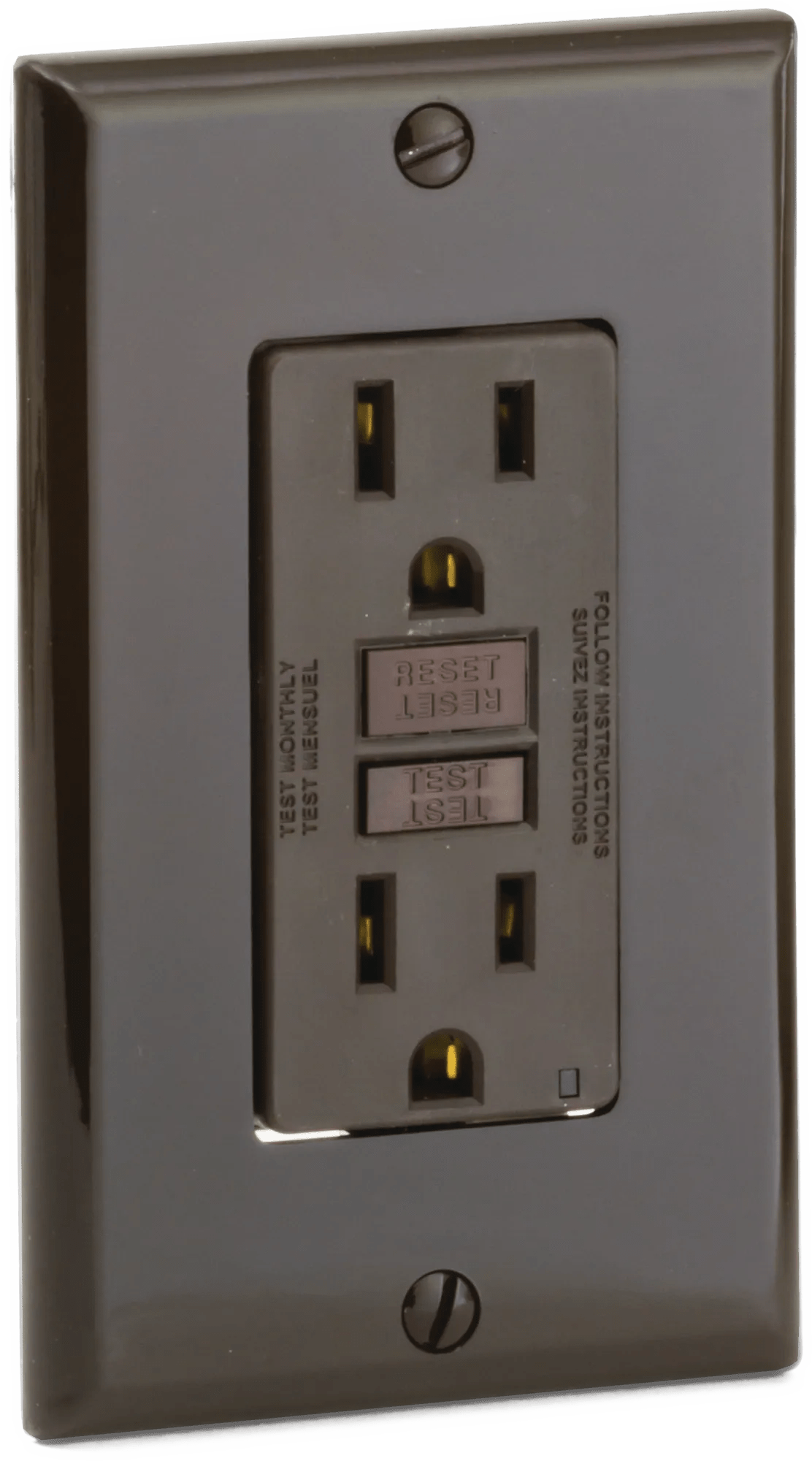 20 Amp Brown Hubbell 2 Pole 3 Wire Straight Blade GFCI Receptacle