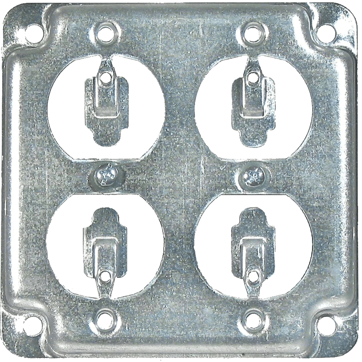 4" Square Duplex Flush Receptacle Electrical Work Box Surface Covers
