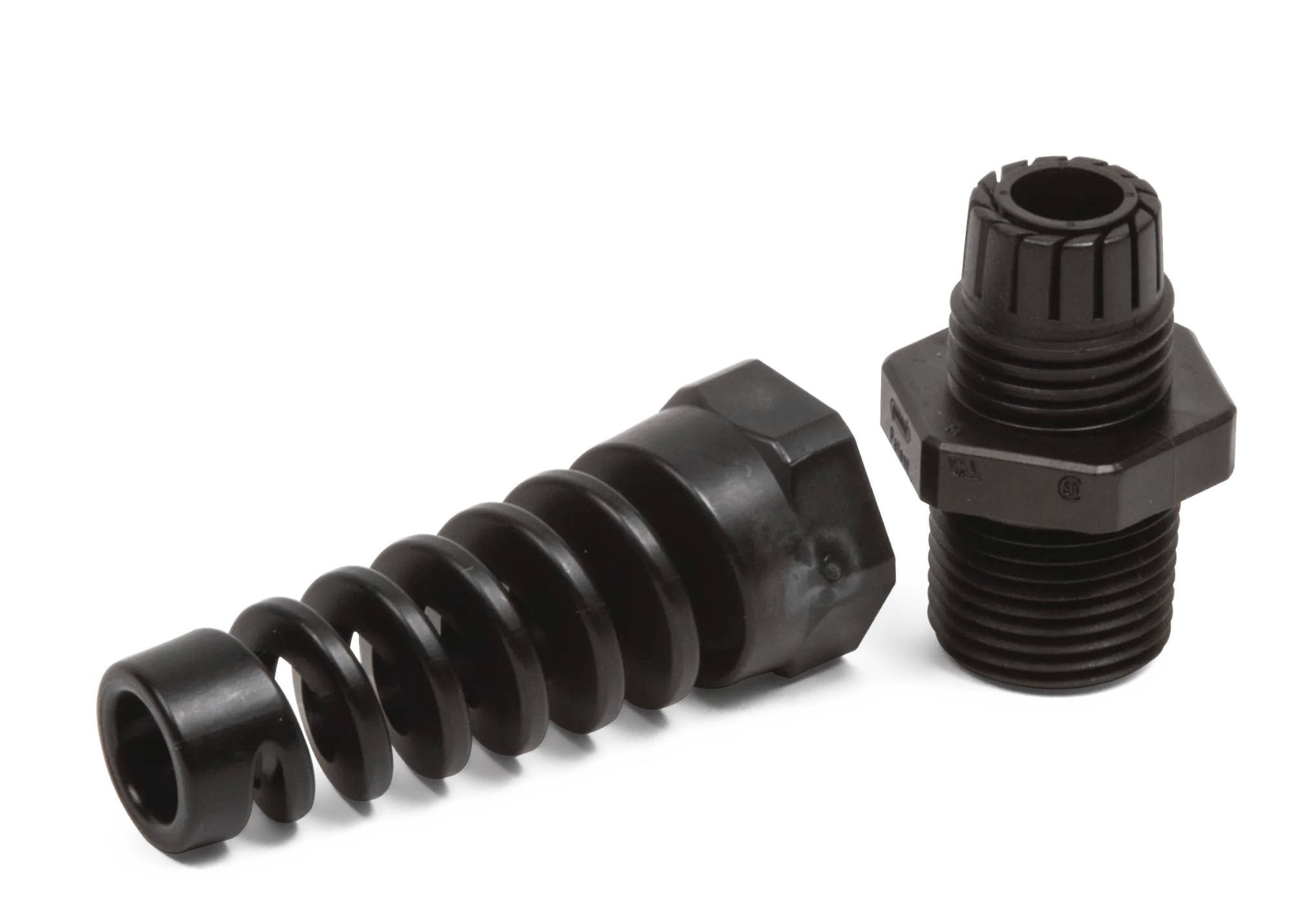 1/2" NPT (.20 - .35) Nylon Liquid Tight Strain Relief Flex Nut - 2 Pack