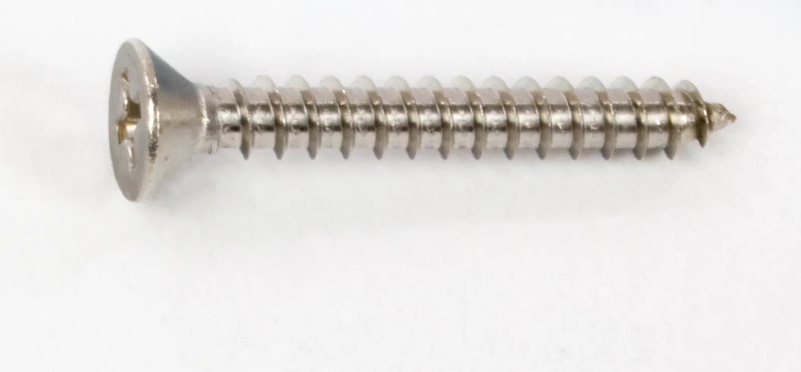 #8 x 1" 18-8 Stainless Steel Phillips Flat Head Sheet Metal Screw - 50 Pack