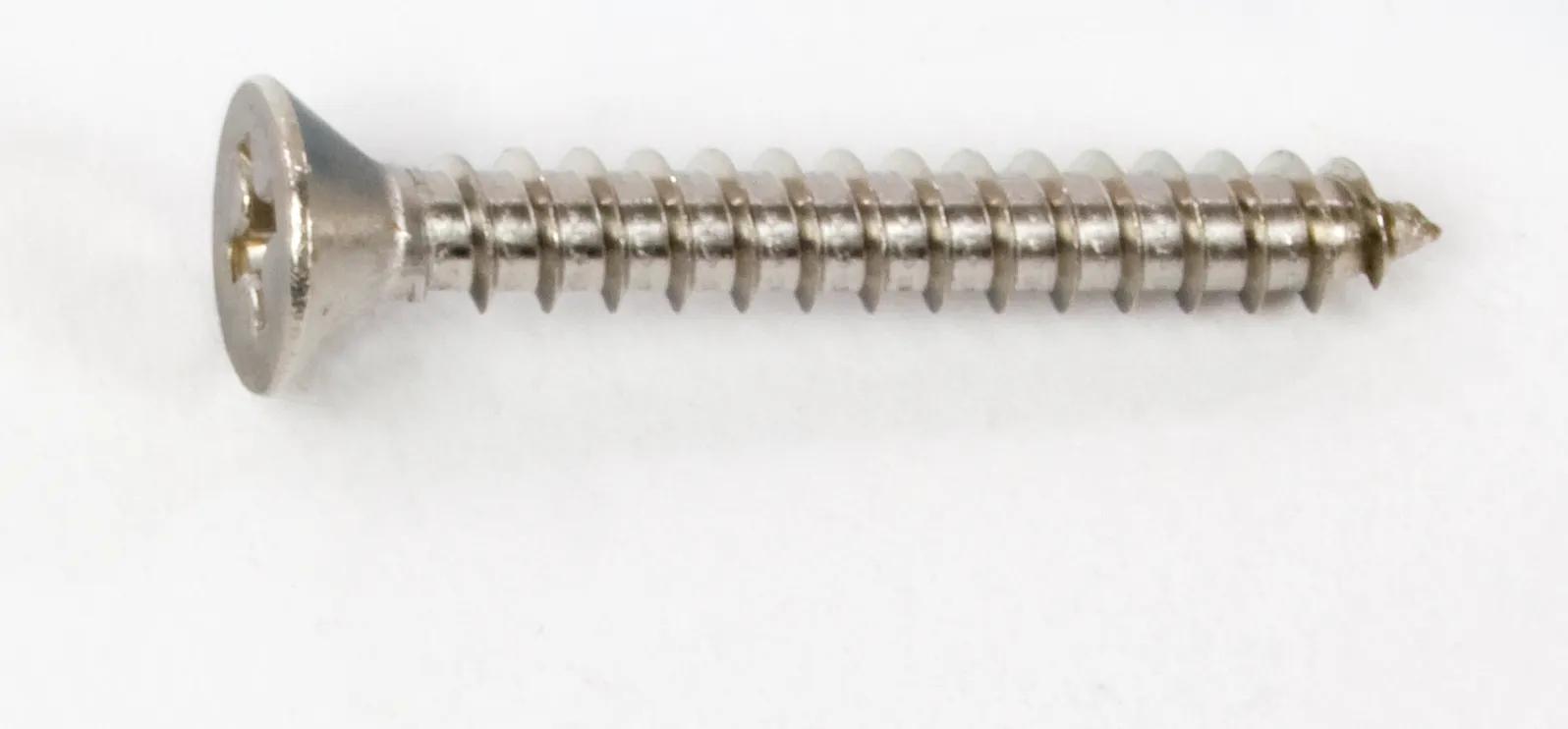 #10 x 1" 18-8 Stainless Steel Phillips Flat Head Sheet Metal Screw