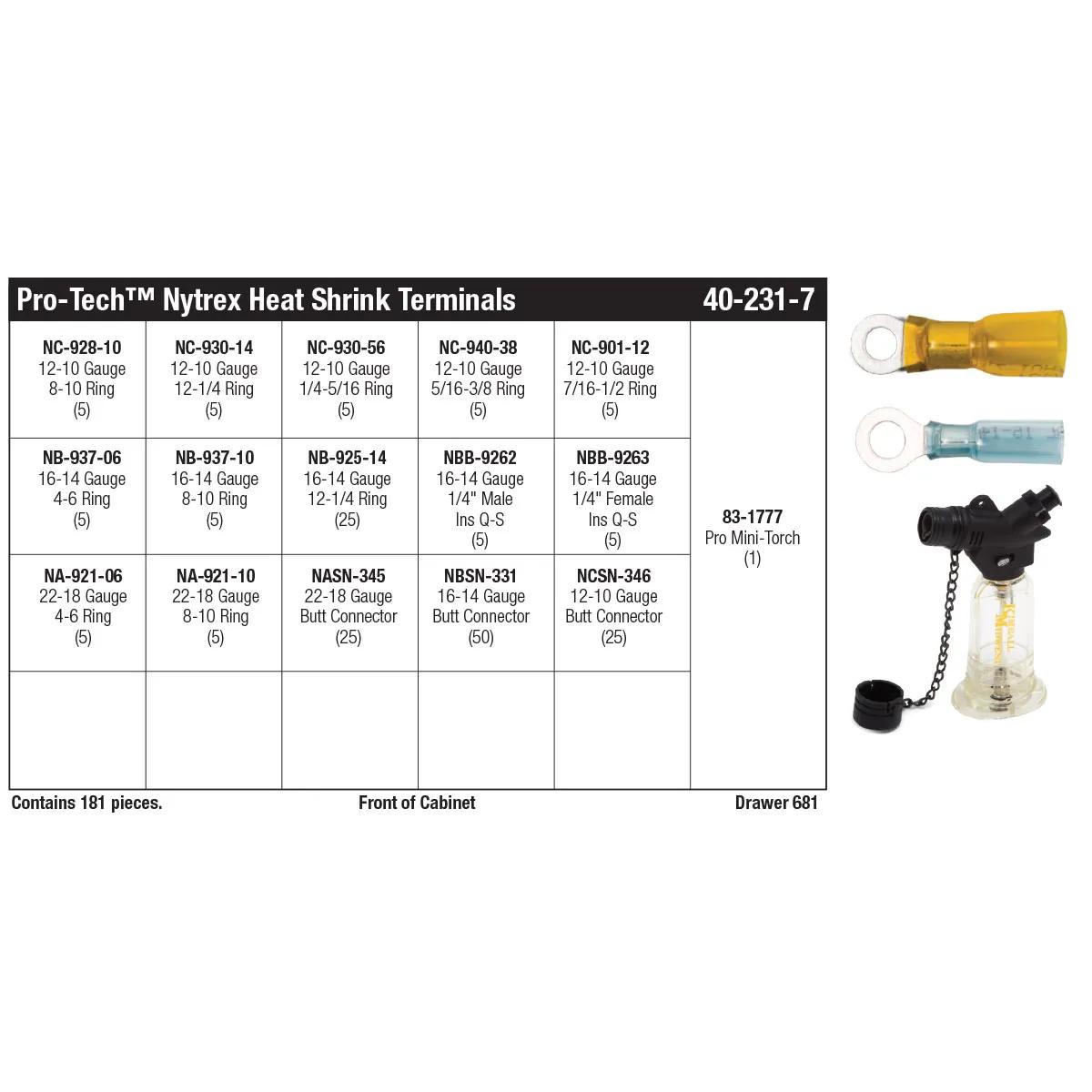 Pro-Tech™ Nytrex Heat Shrink Terminal Assortment with Mini-Torch