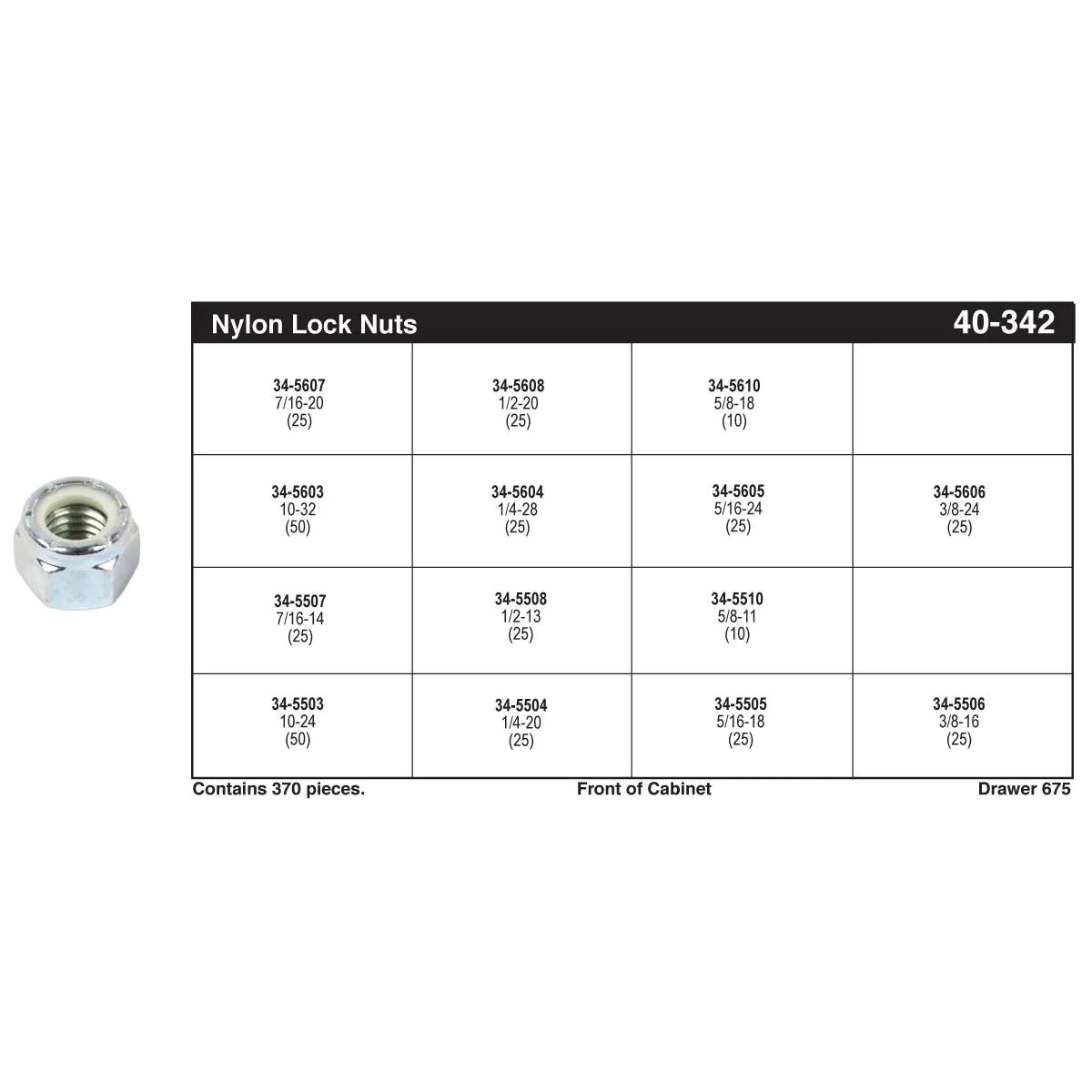 Grade 2 Nylon Insert Lock Nut Assortment (#10 - 5/8")