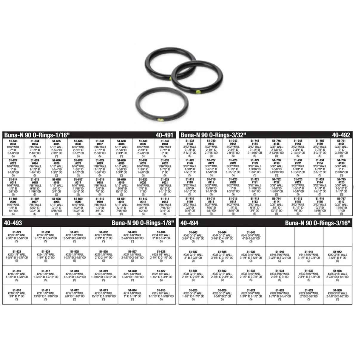 1/16" - 3/16" Buna-N 90 O-Ring Master Assortment