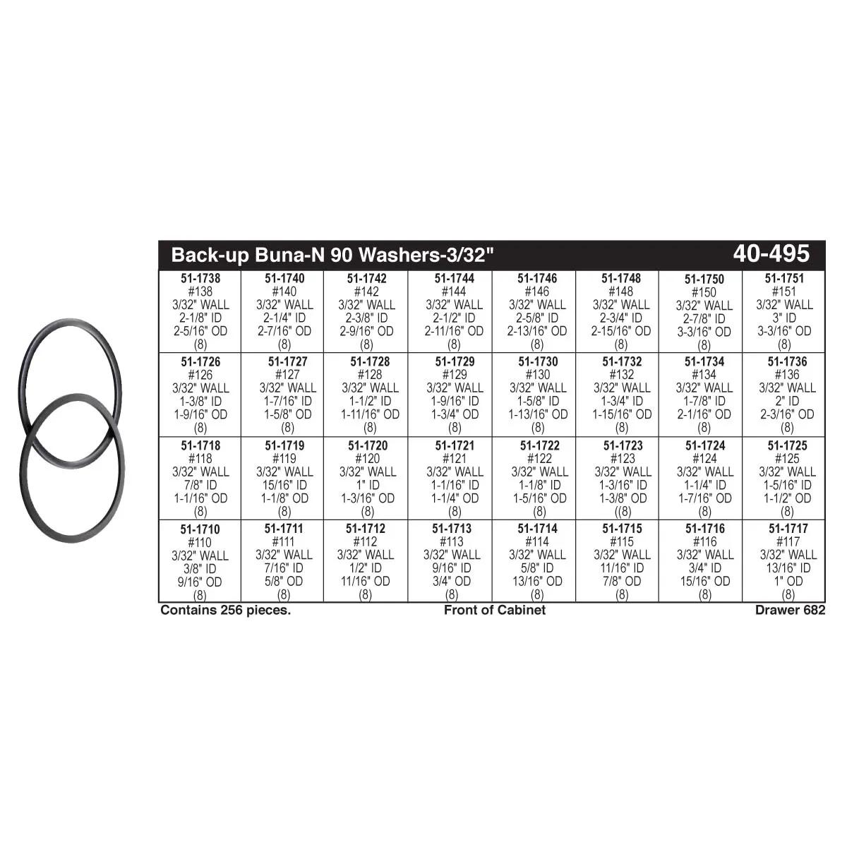 3/32" Backup Buna-N 90 O-Ring Assortment