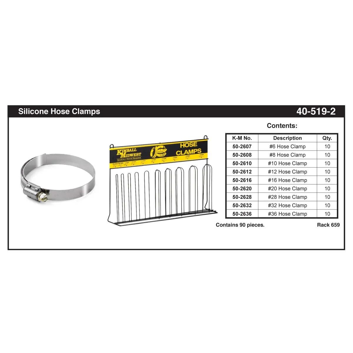 Heavy-Duty Silicone Hose Clamp Assortment (#6 - #36)