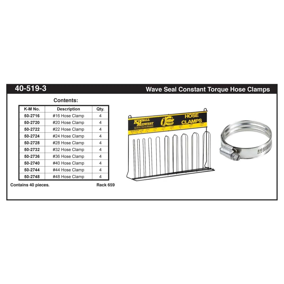 Wave Seal Constant Torque Hose Clamp Assortment (#16 - #48)