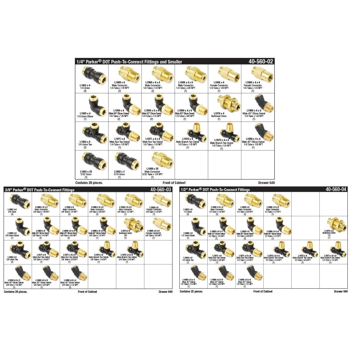 Parker® DOT Push-To-Connect Fitting Master Assortment (1/4" - 1/2")