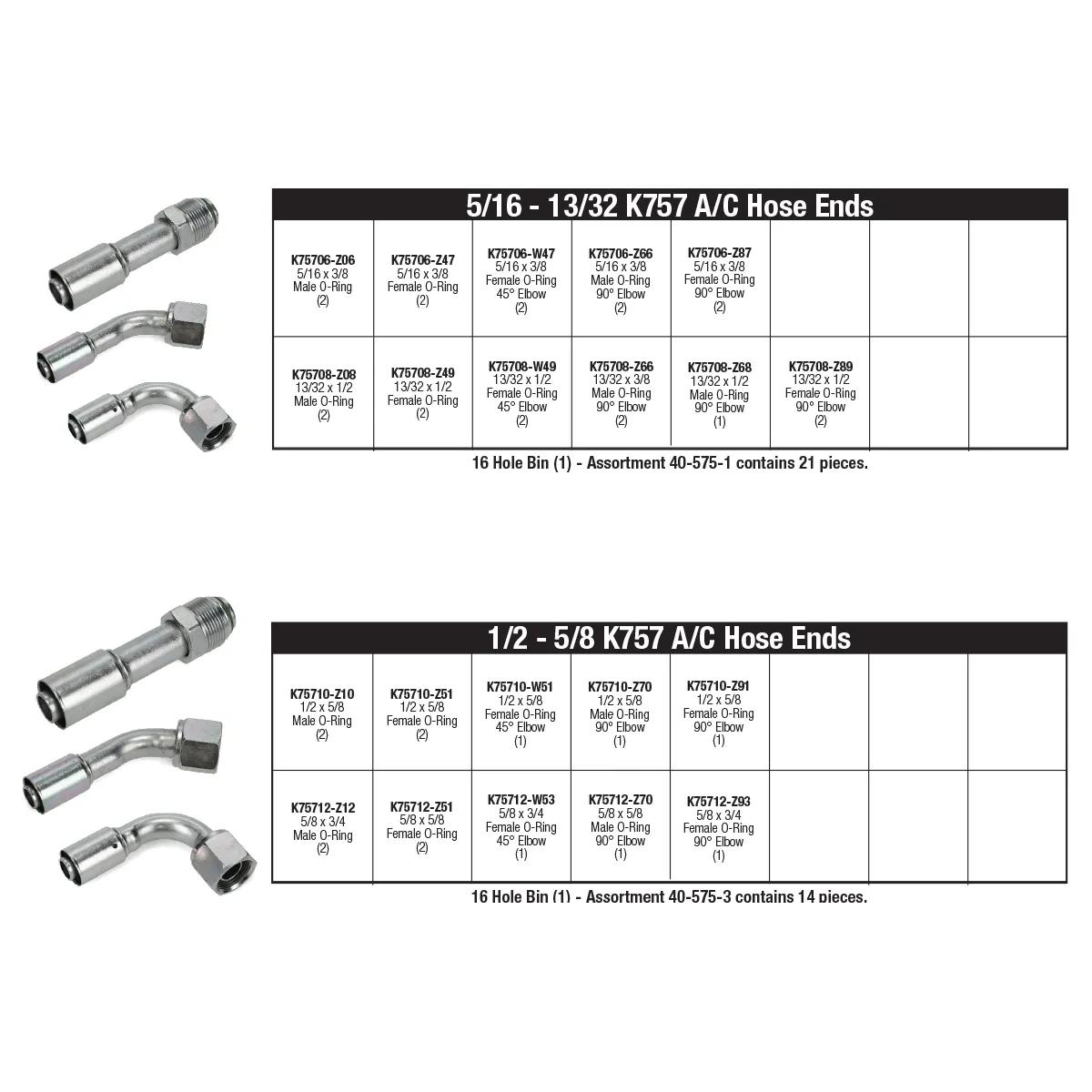 K757 Air Conditioning Hose End Master Assortment