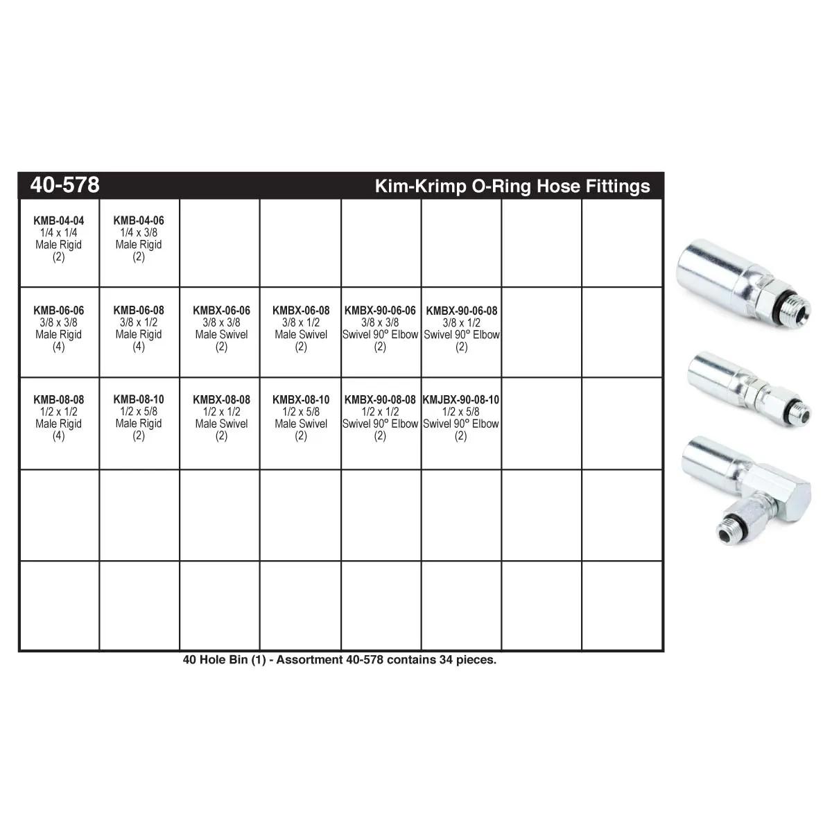 Straight Thread O-Ring Kim-Krimp Hose End Assortment (1/4" - 1/2")