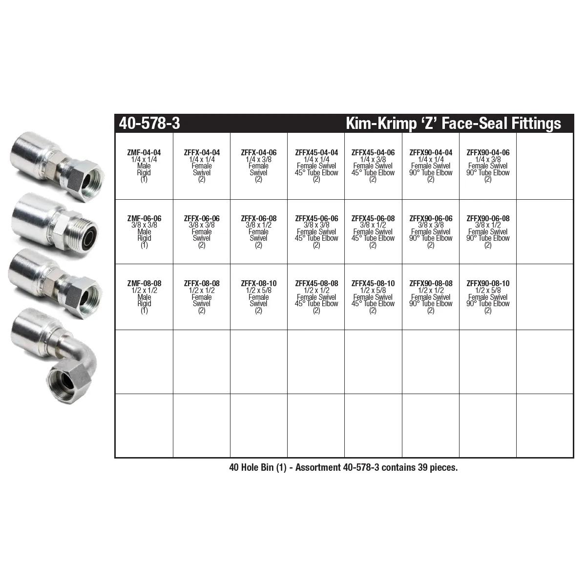 Refill Kit for 1/4" - 1/2" Kim-Krimp 'Z' Series Face Seal Fitting Assortment