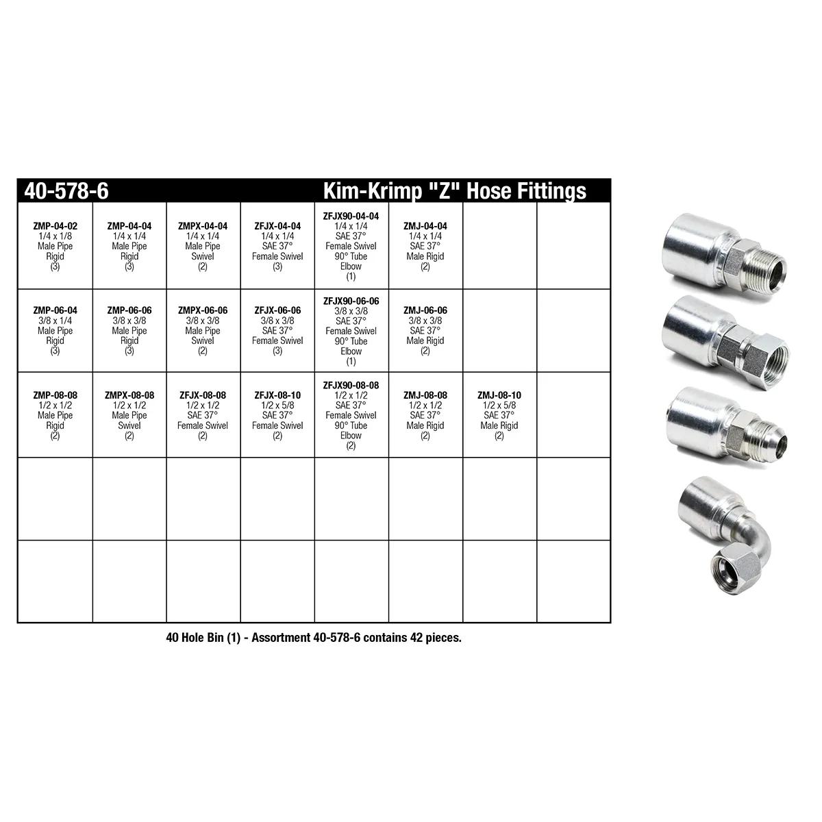 Refill Kit for 1/4" - 1/2" Kim-Krimp 'Z' Series Fitting Bin Assortment