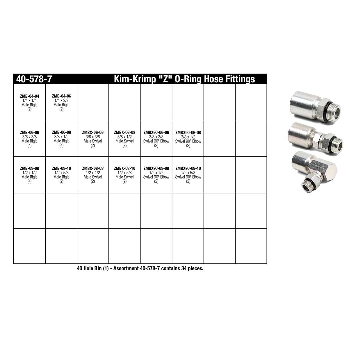 1/4" - 1/2" Kim-Krimp "Z" Series O-Ring Fitting Assortment