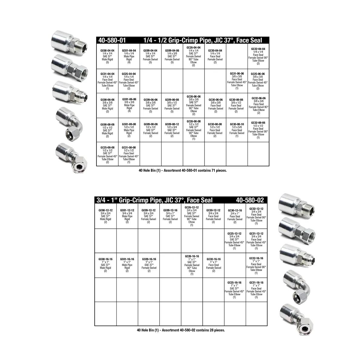 1/4" - 1" Grip-Crimp Series Hose End Master Assortment