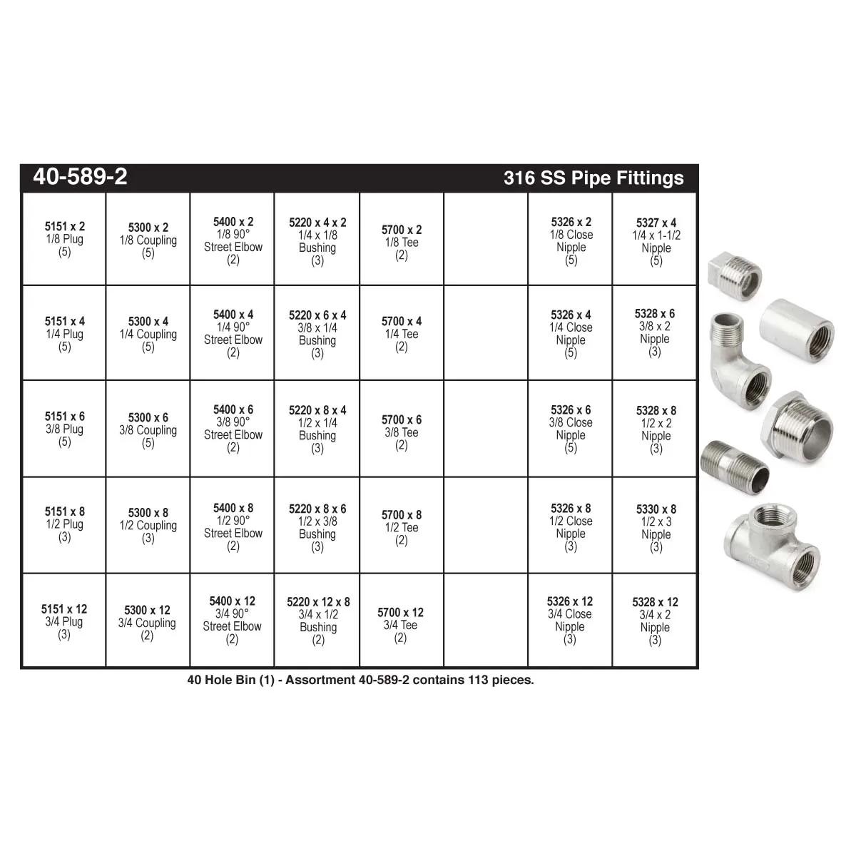 Class 150 316 Stainless Steel Pipe Fittings Assortment (1/8" - 3/4")