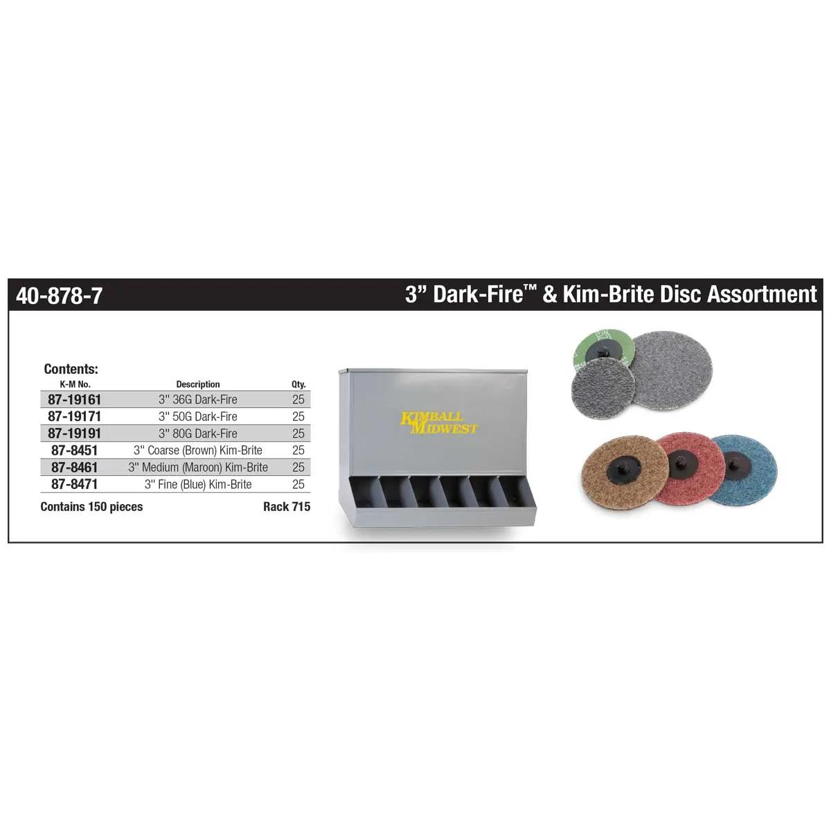 3" Dark-Fire™ & Kim-Brite™ Surface Conditioning & Grinding Disc Rack Assortment