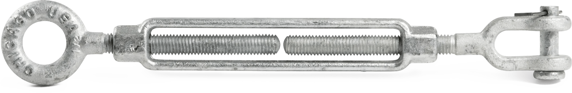 3/8" x 6" Galvanized Drop Forged Steel Jaw & Eye Turnbuckle