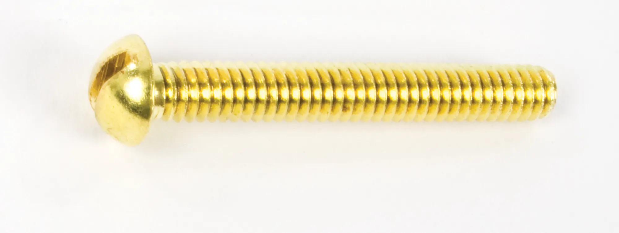 #6-32 x 1" Brass Slotted Round Head Machine Screw - 50 Pack
