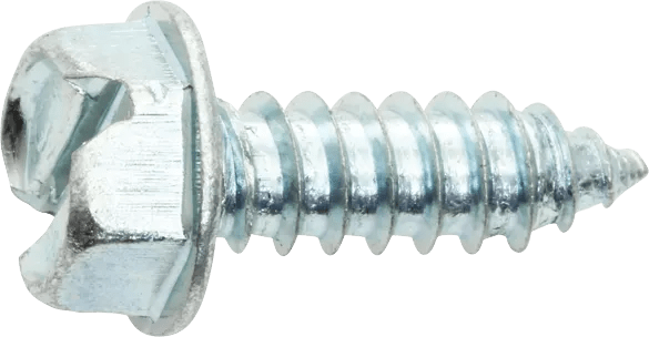 #14 x 3/4" Stainless Slotted Hex Washer Head License Plate Screw - 50 Pack