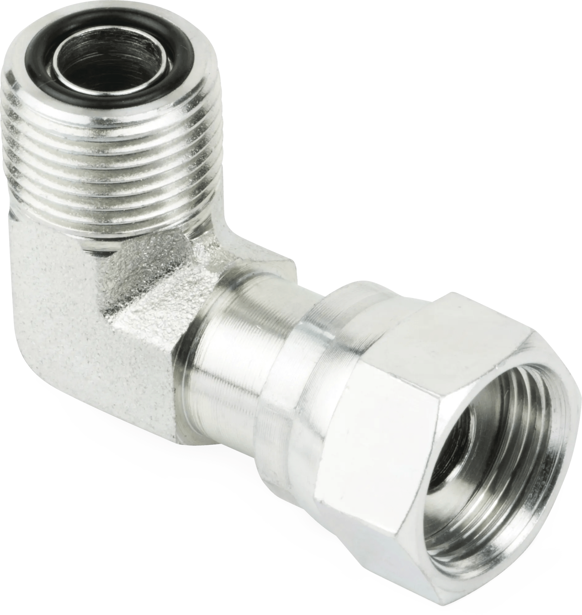 3/8" O-Ring Face-Seal 90° Elbow Swivel Adapter