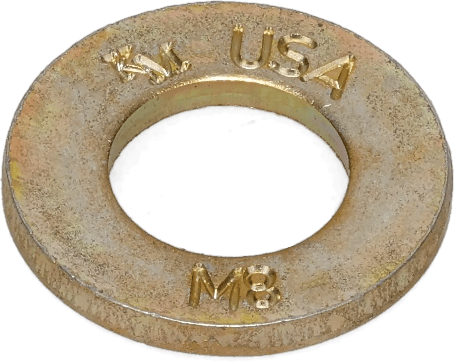 M8 KM-USA Class 10 Yellow Zinc Plated Flat Washer - 50 Pack