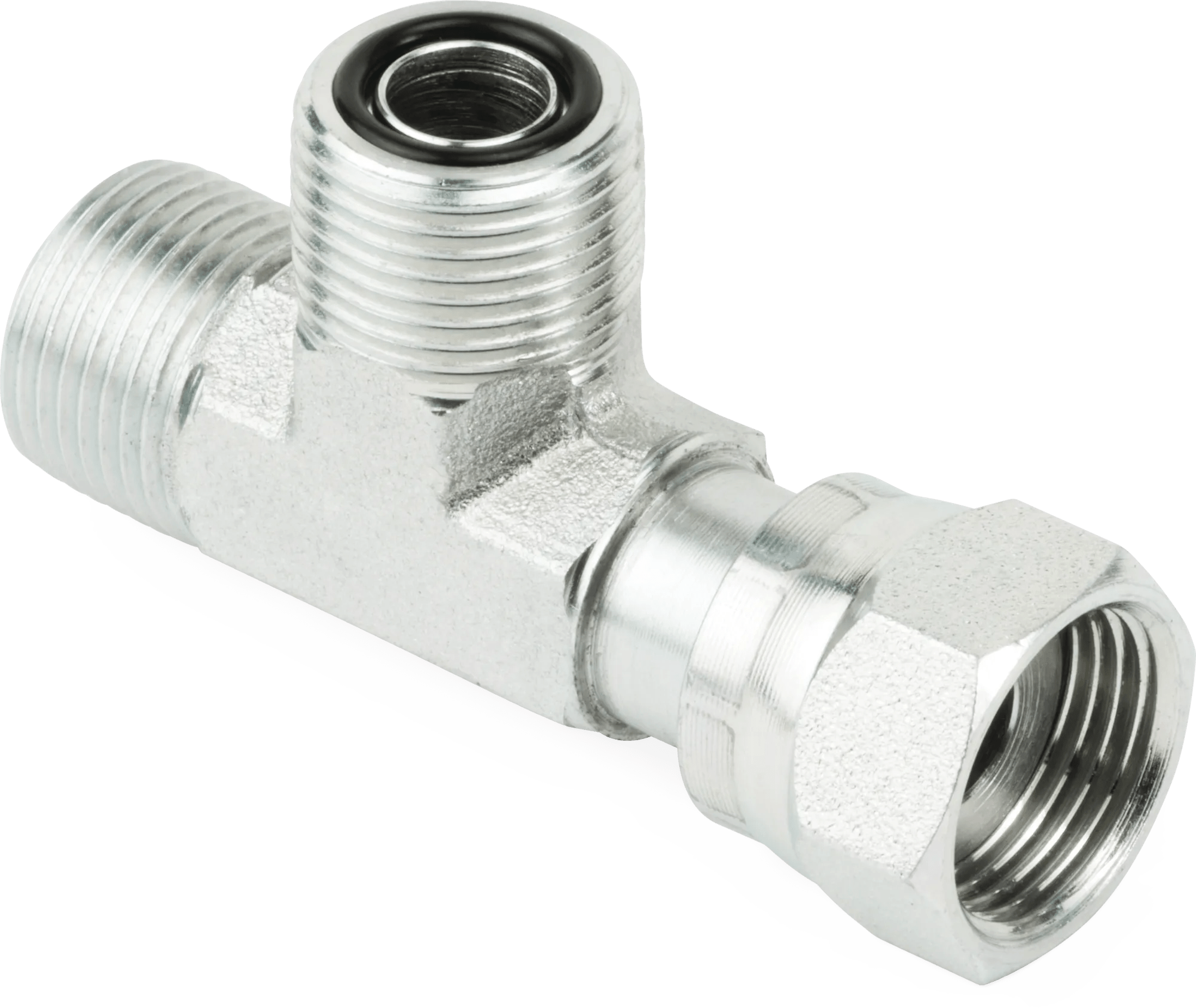 5/8" O-Ring Face-Seal Swivel Nut Run Tee