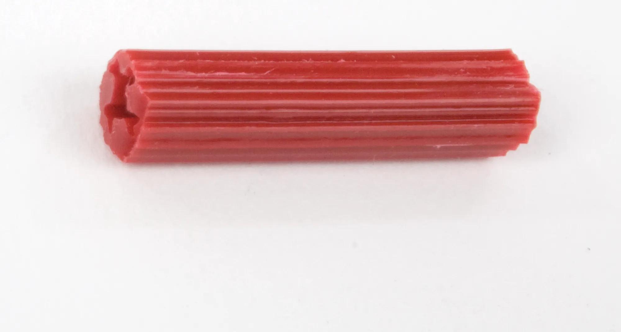 1/4" or 15/64" x 1" Red Plastic Tubular Screw Anchor - 50 Pack
