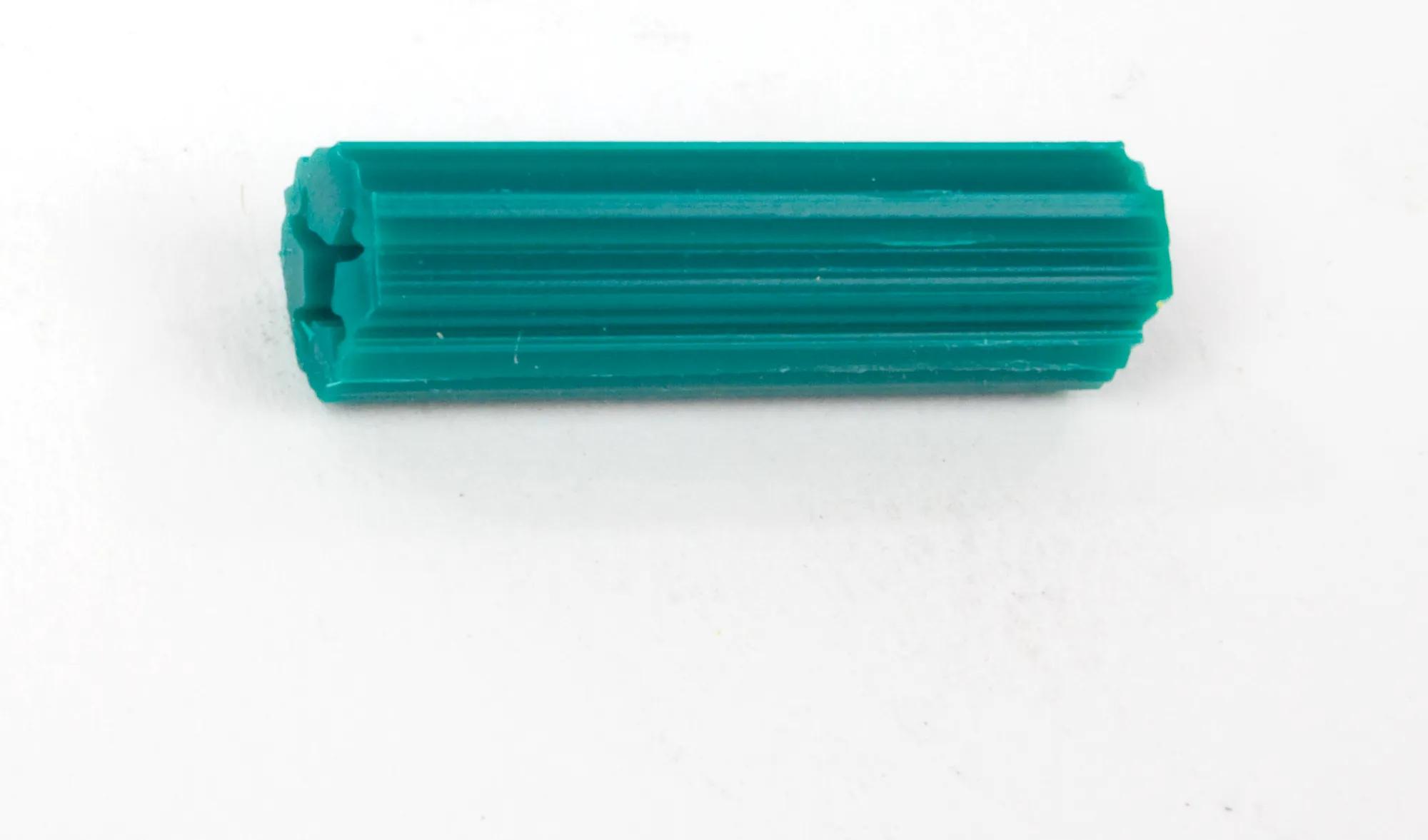 1/4" x 1" Green Plastic Tubular Screw Anchor - 50 Pack