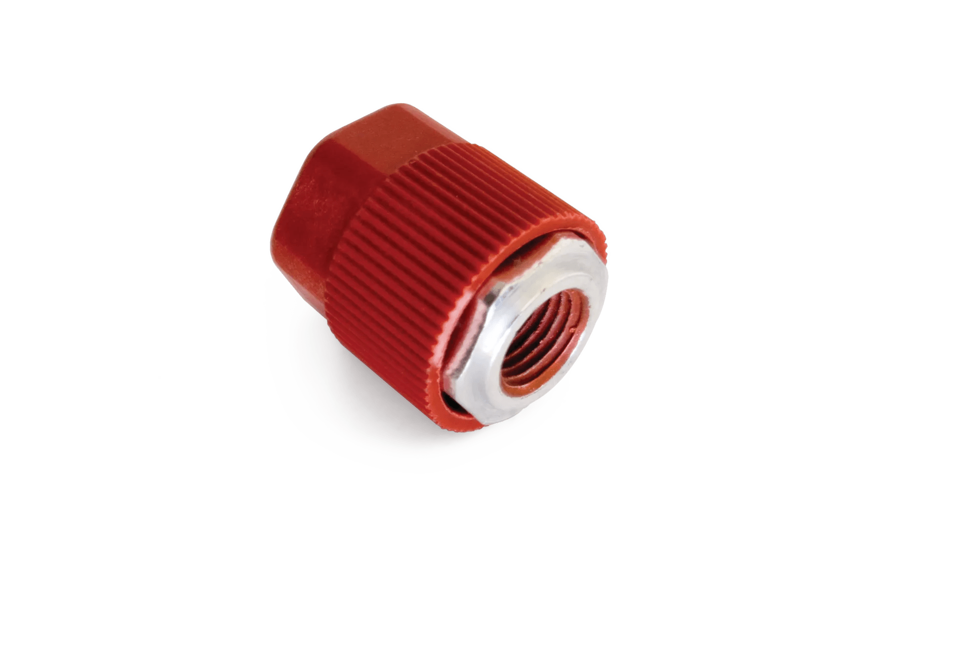 3/8"-24 RC134A Straight High Side Adapter with M8 x 1 Red Cap - 2 Pack