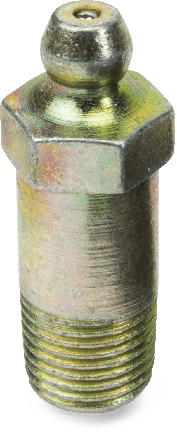 1/8" NPT x 1-1/4" Carbon Steel Straight Grease Fitting - 10 Pack