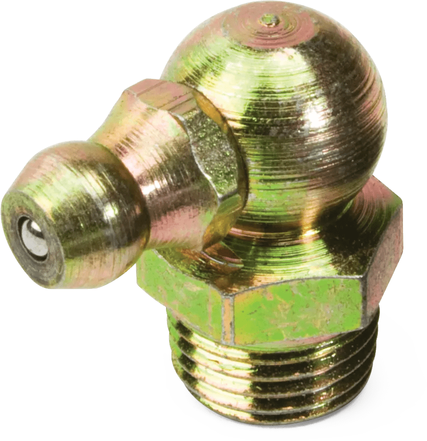 1/8" NPT 90° Self-Tapping Carbon Steel Grease Fitting - 25 Pack