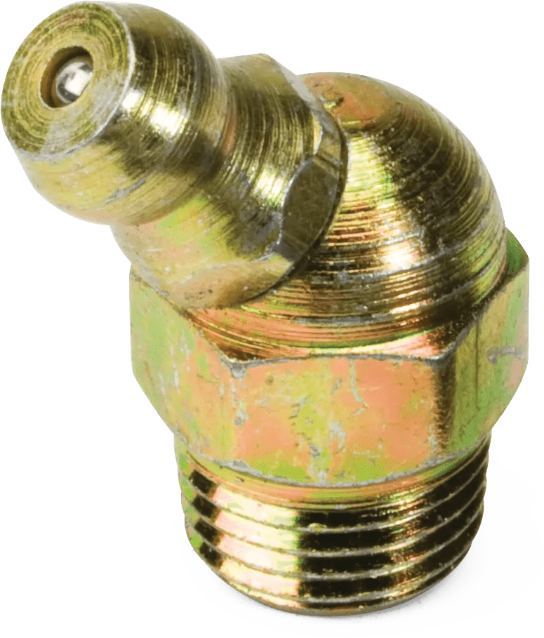 1/8" NPT 45° Self-Tapping Carbon Steel Grease Fitting - 25 Pack