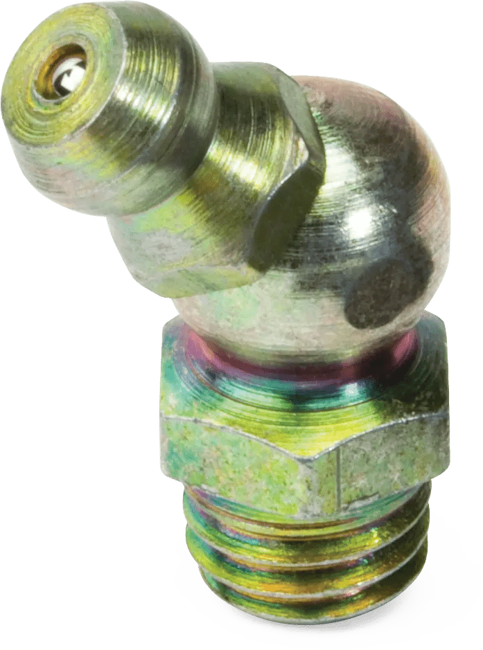 M8 x 1.25 45° Carbon Steel Grease Fitting - 25 Pack