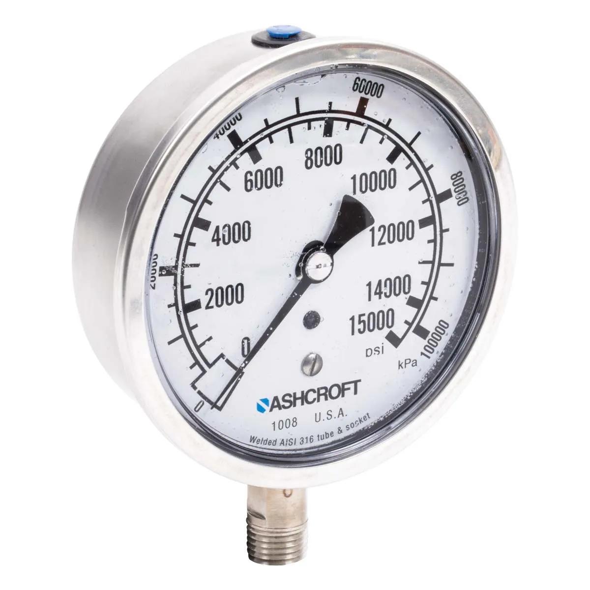 4" Center Mount Liquid Filled Pressure Gauges