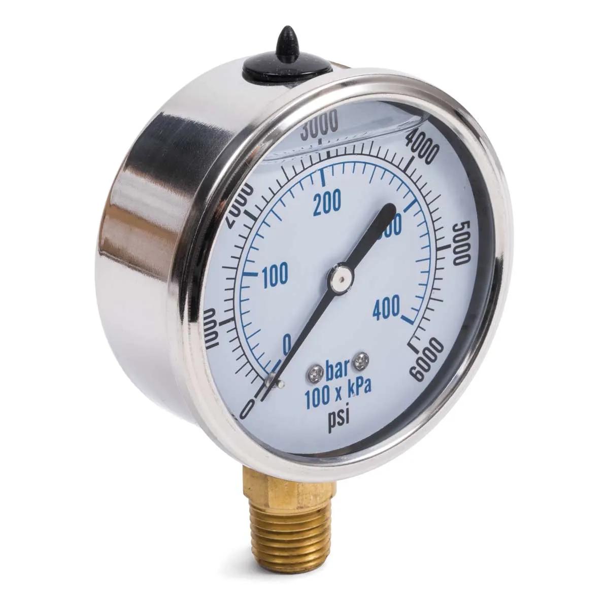 0 - 6,000 P.S.I. Liquid Filled Pressure Gauge