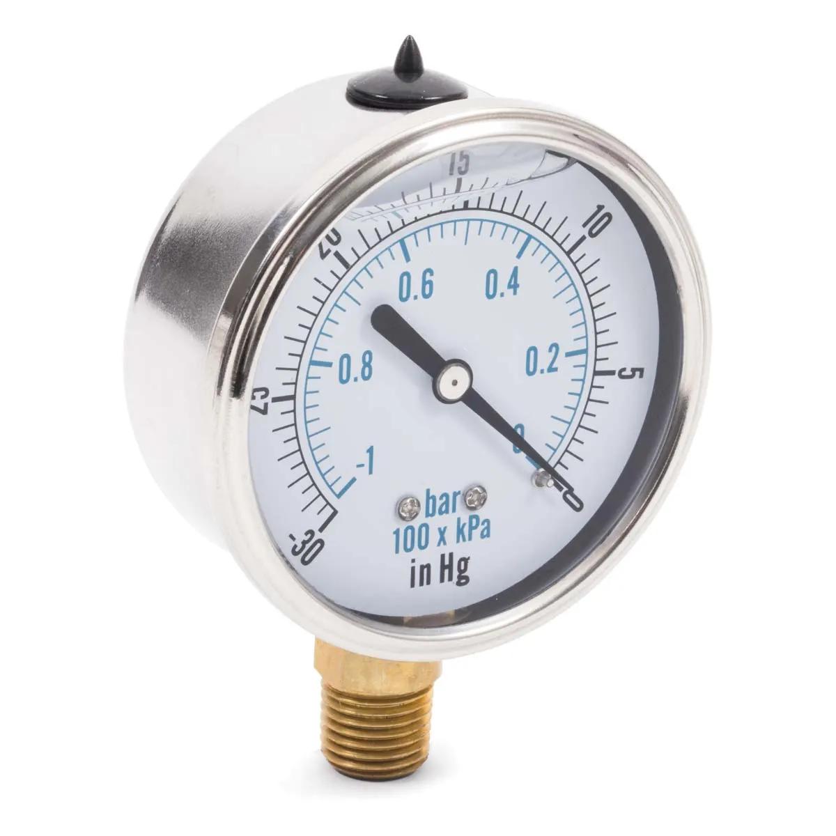 -30-0 P.S.I. Liquid Filled Pressure Gauge