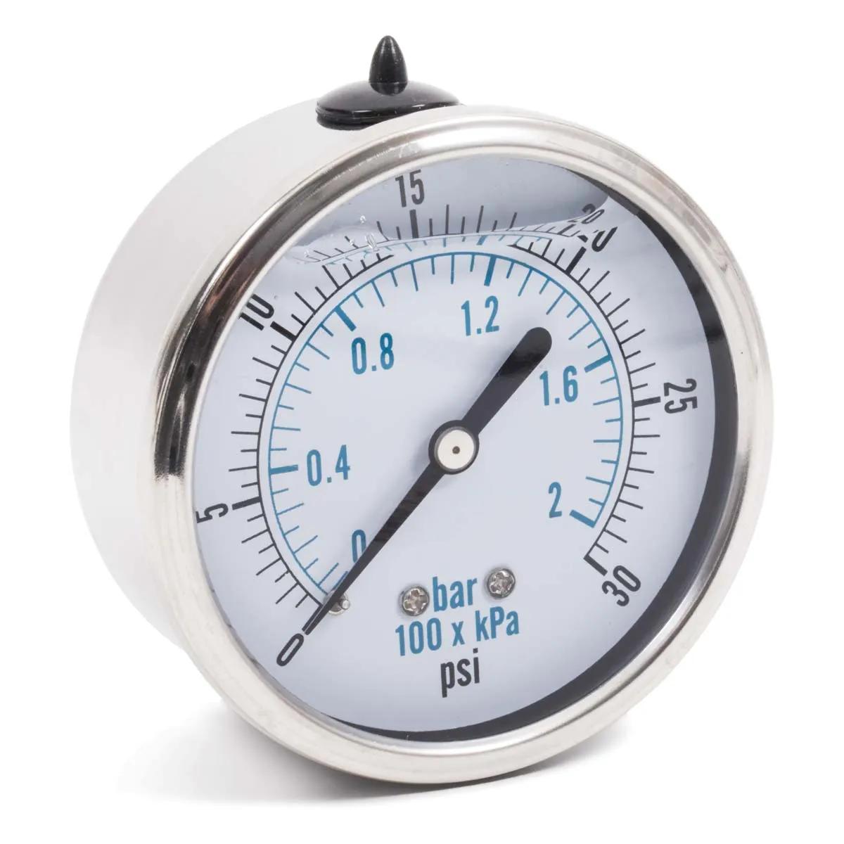 0-30 P.S.I. Liquid Filled Pressure Gauge