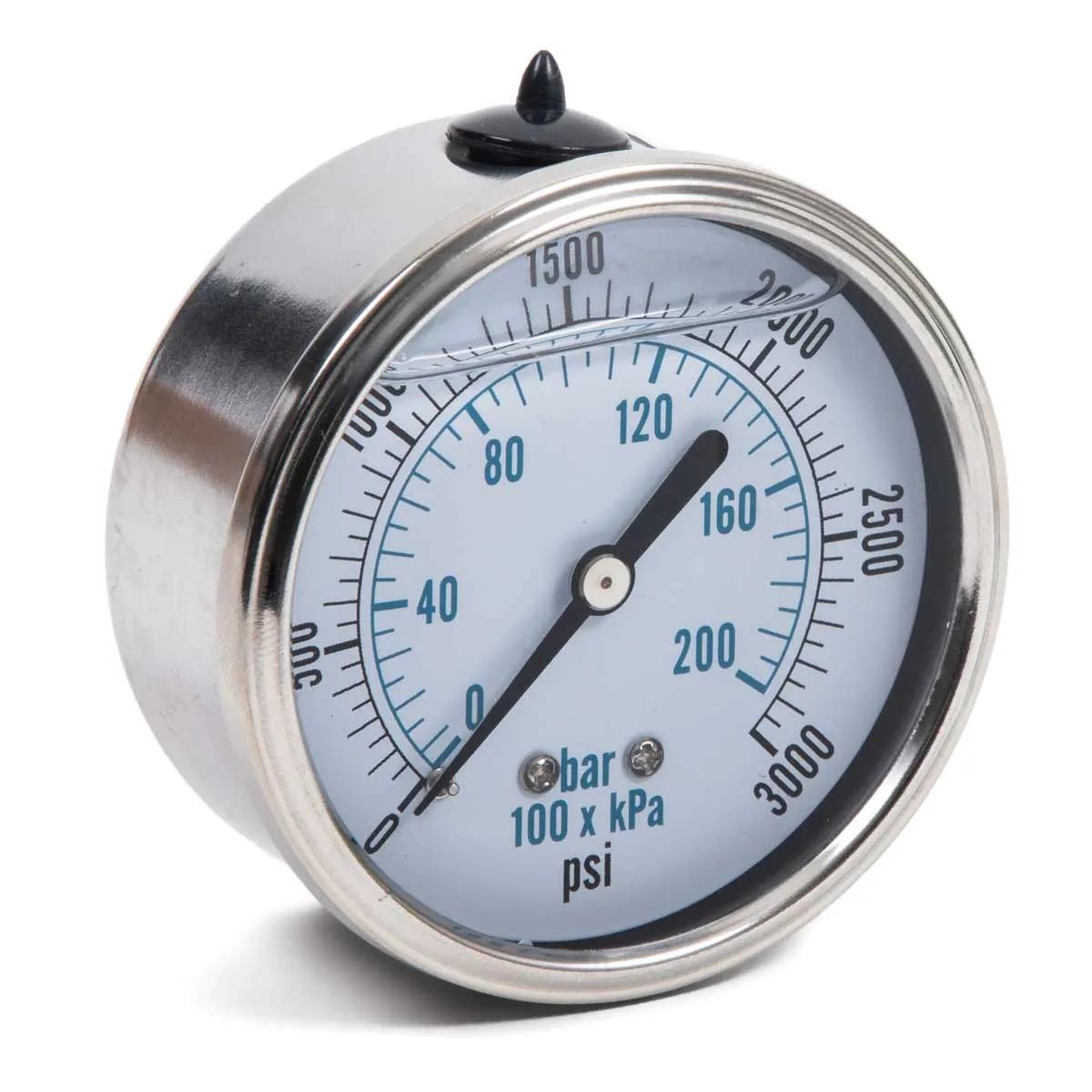 0-3,000 P.S.I. Center Mount Liquid-Filled Pressure Gauge
