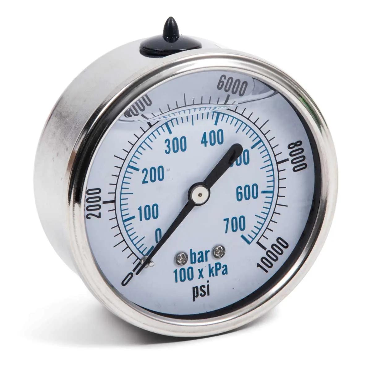 0-10,000 P.S.I. Center Mount Liquid-Filled Pressure Gauge