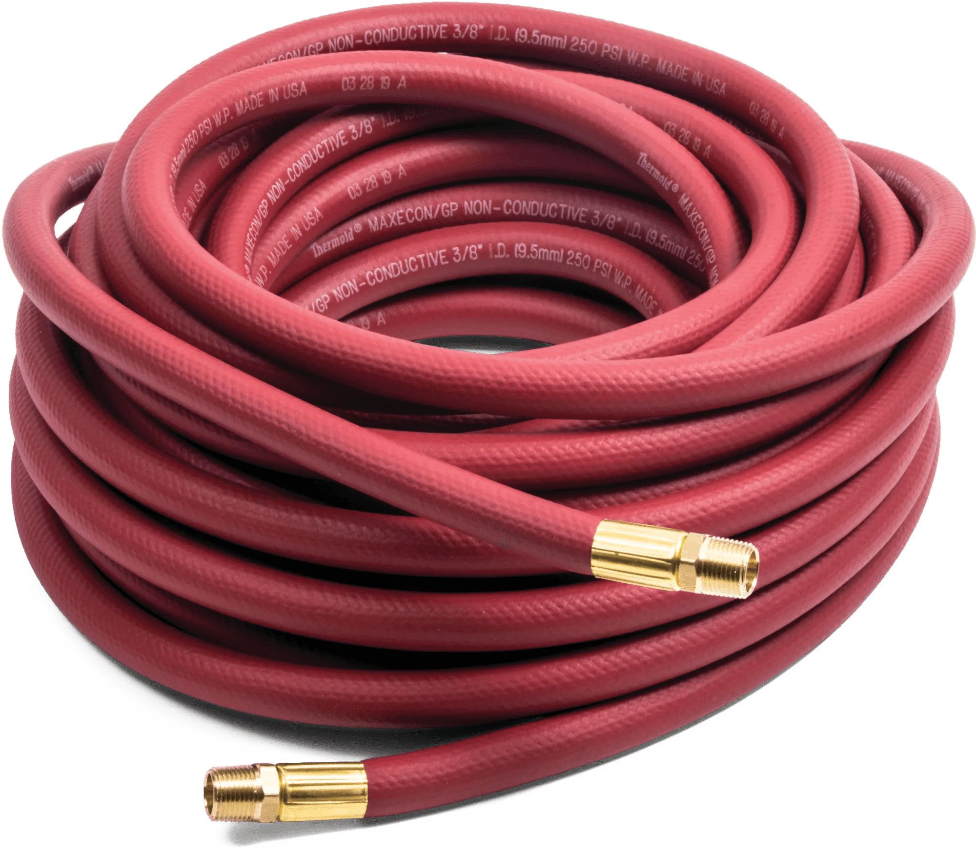 3/8" Industrial Grade Air Hose with 3/8" NPT Fittings - 50 Feet