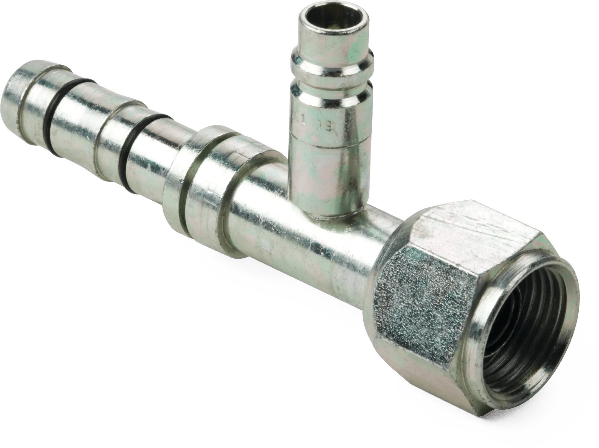 5/8" x 3/4" Female O-Ring Straight E-Z Clip Fitting with R134a Low Side Charge Port