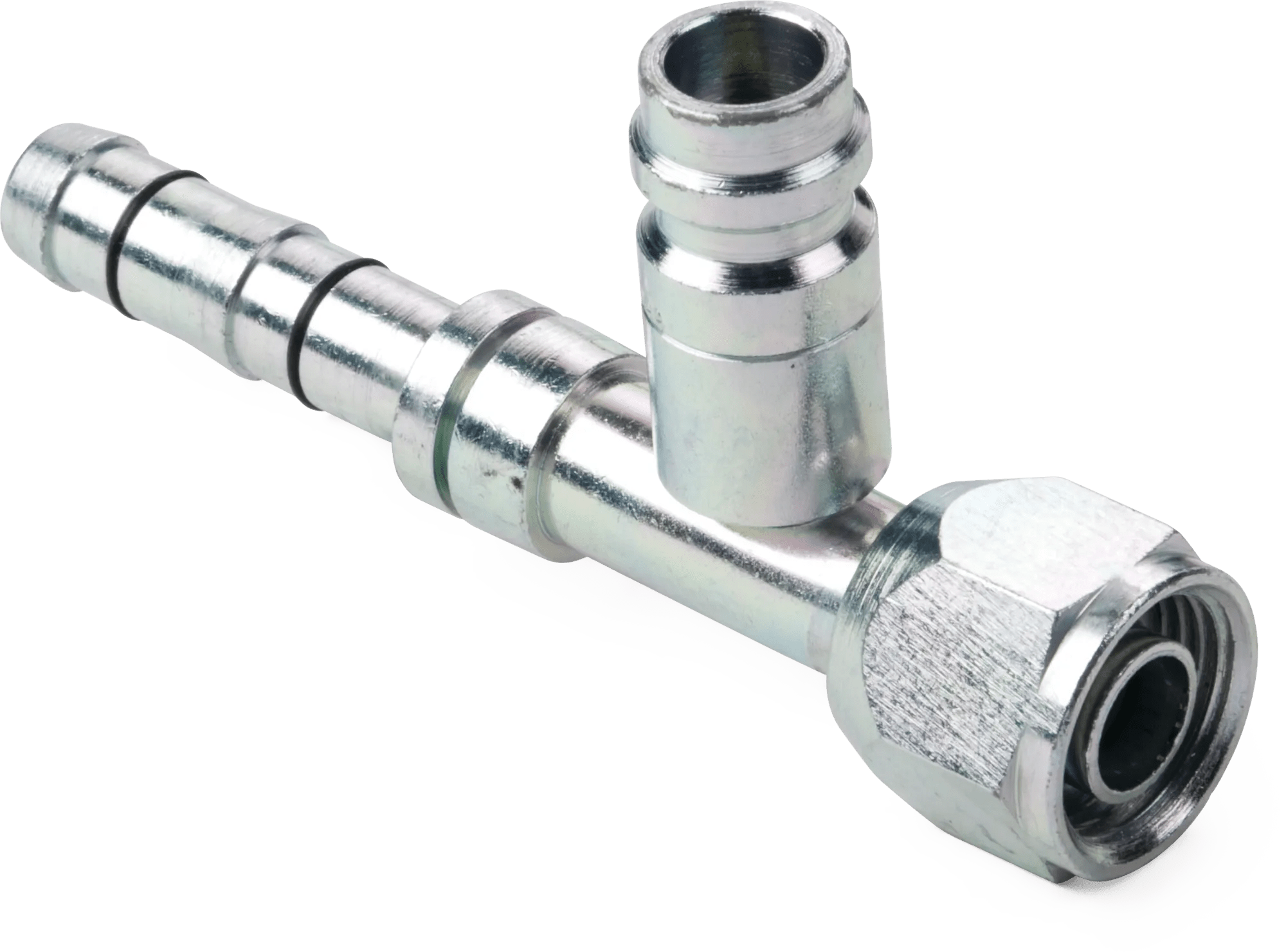 1/2" x 13/32" Female O-Ring Straight E-Z Clip Fitting with R134a High Side Charge Port