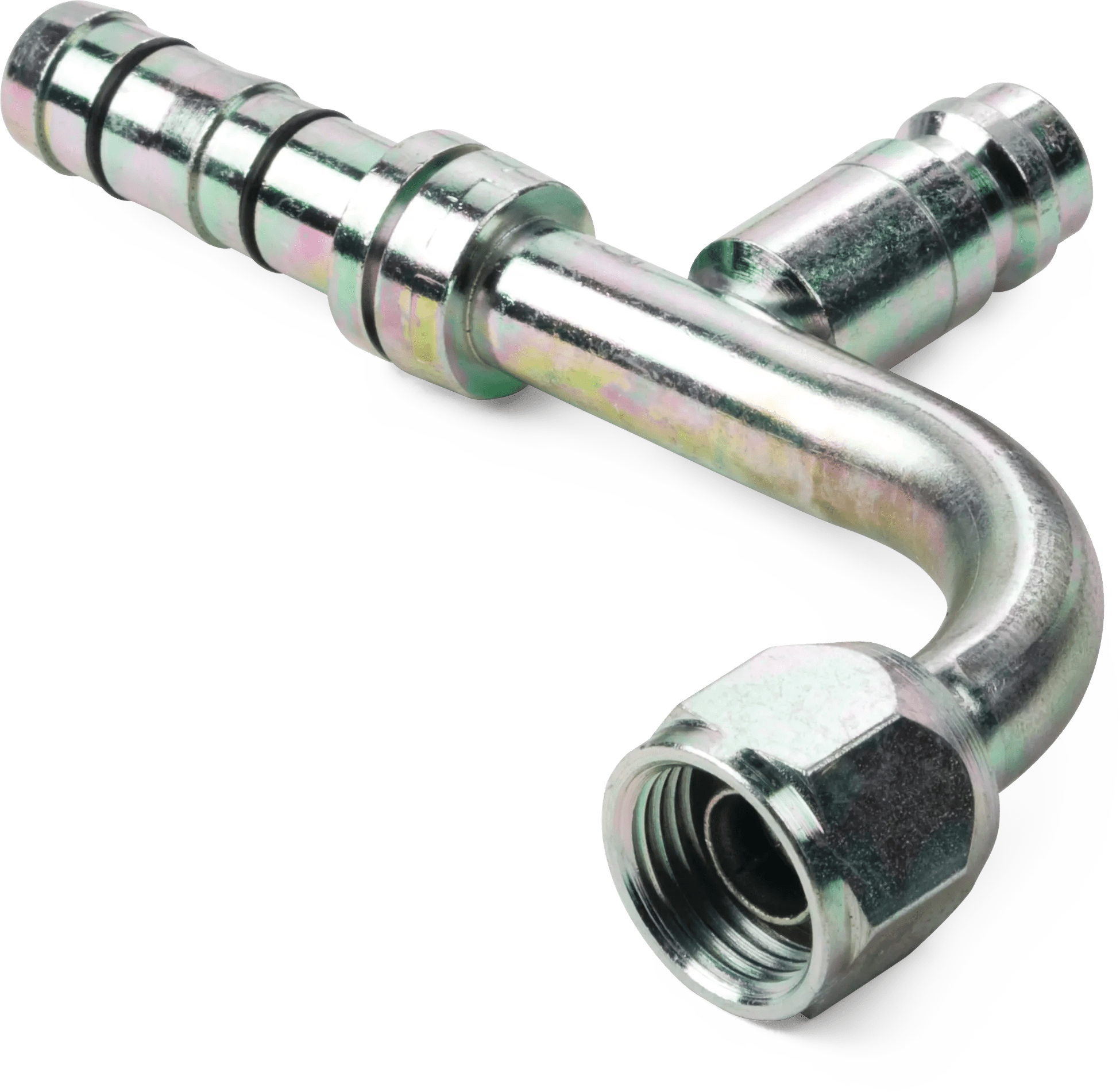 1/2" Female O-Ring 90° Elbow E-Z Clip Fitting w/ R134a High Side Charge Port