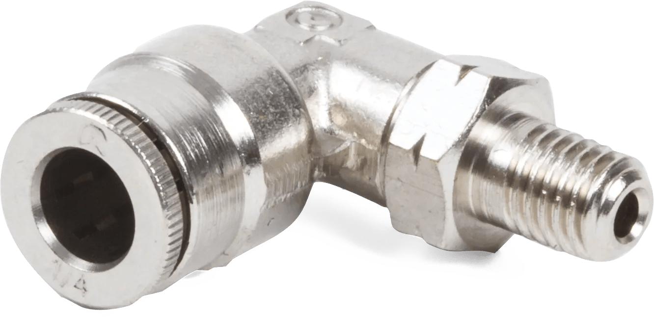 1/4" Tube x 1/4"-28 Male 90° Swivel Push-To-Connect Hose End